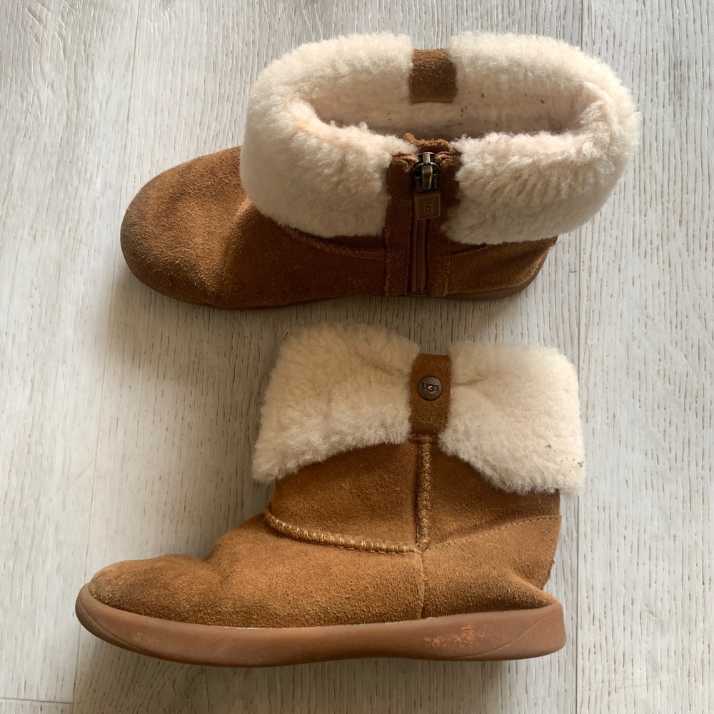 UGG Toddler Girls' Ramona Boots Chestnut Suede Shearling‎ Size 12